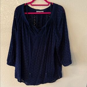 Daniel Rainn Midnight Blue Eyelet Top